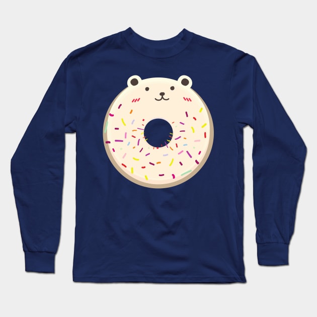 White bear cute donut with sprinkles Long Sleeve T-Shirt by InkyArt